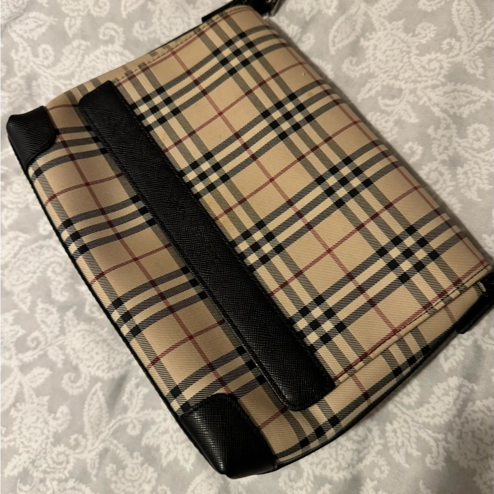 Burberry Nova Check leather trimmed crossbody or shoulder bag